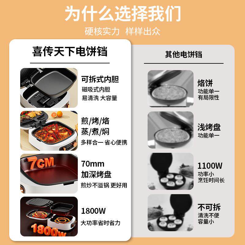 大号电饼铛档家用加深双面加热煎饼锅多功能烙饼锅涮烤一体锅