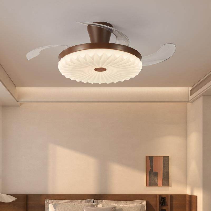 卧室隐形风扇灯中古风吸顶灯复古新中式静音超薄大风力餐厅吊扇灯