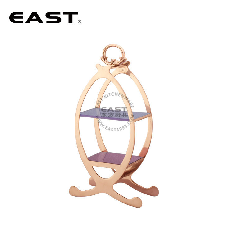 镀金不锈钢X形点心架【EAST东方厨具】酒店设备