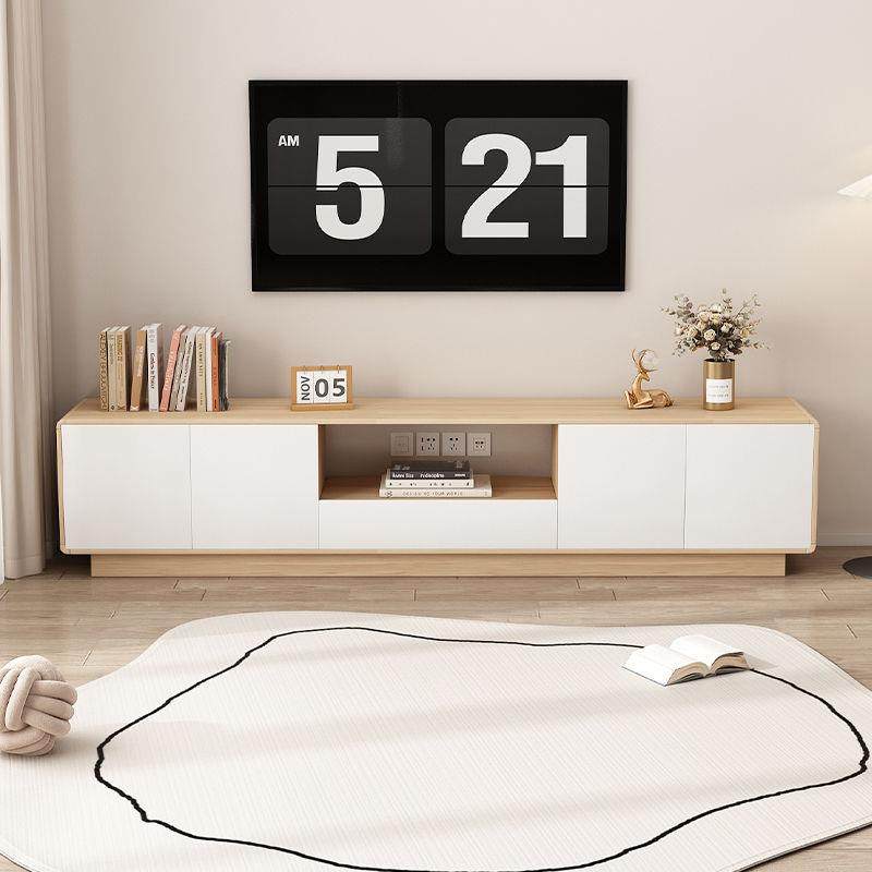 实木电视柜简约现代落地柜圆角储物柜客厅卧室矮柜镂空阳台柜