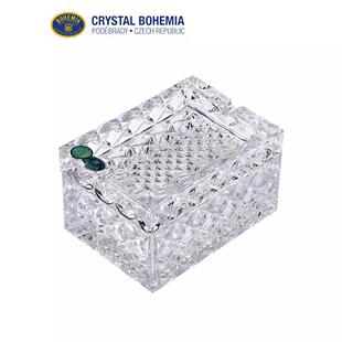 捷克进口BOHEMIA欧式高颜值透明水晶玻璃带盖烟灰缸家居摆件