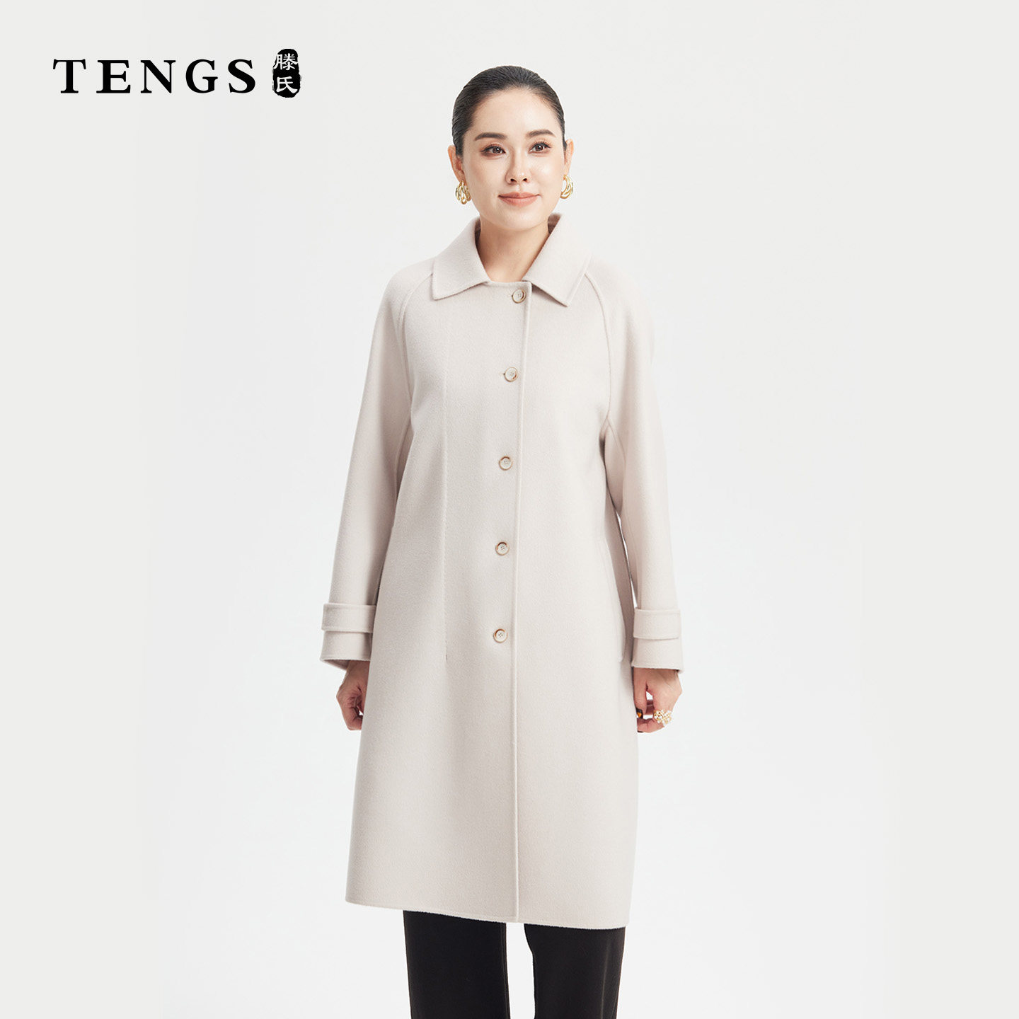 TENGS羊毛中长款大衣通勤百搭