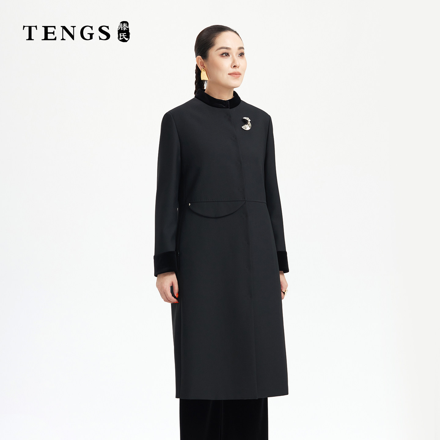 TENGS滕氏优雅简约中长款大衣