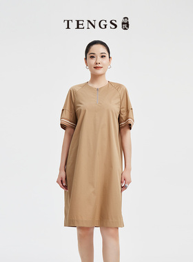 TENGS滕氏/萨侬春夏新款时尚通勤拉链设计优雅轻奢舒适连衣裙