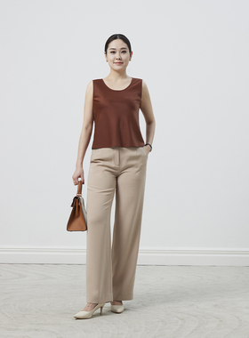 TENGS滕氏萨侬女装新款圆领时尚通勤内搭无袖衫修身舒适纯色百搭