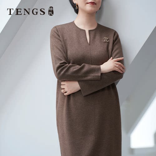 TENGS优雅气质针织连衣裙
