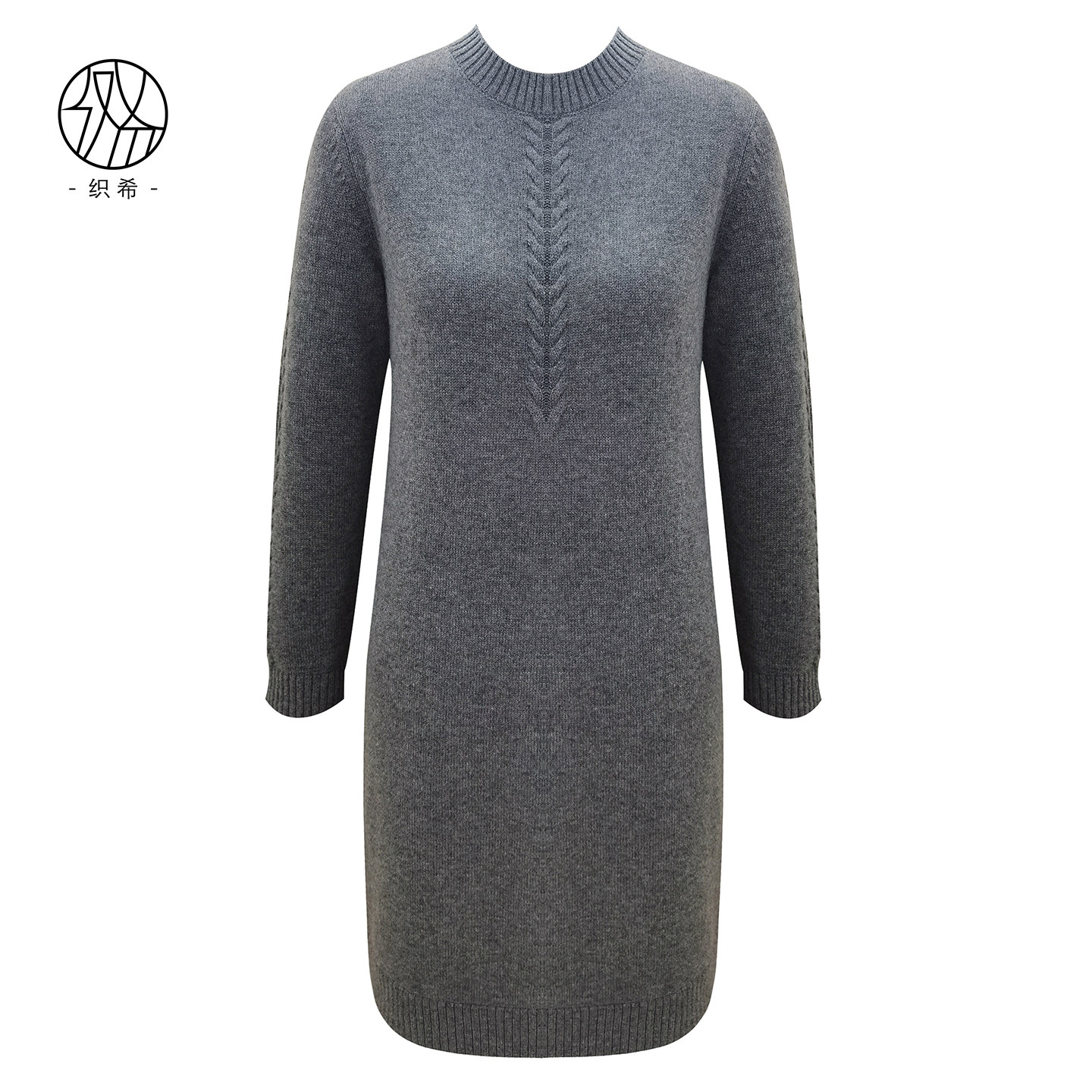 TENGS滕氏/织希女装秋季新款休闲通勤职场百搭羊毛针织连衣裙