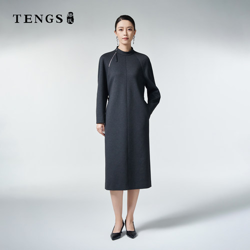 TENGS/滕氏女装秋季通勤风职场舒适日常百搭连衣裙