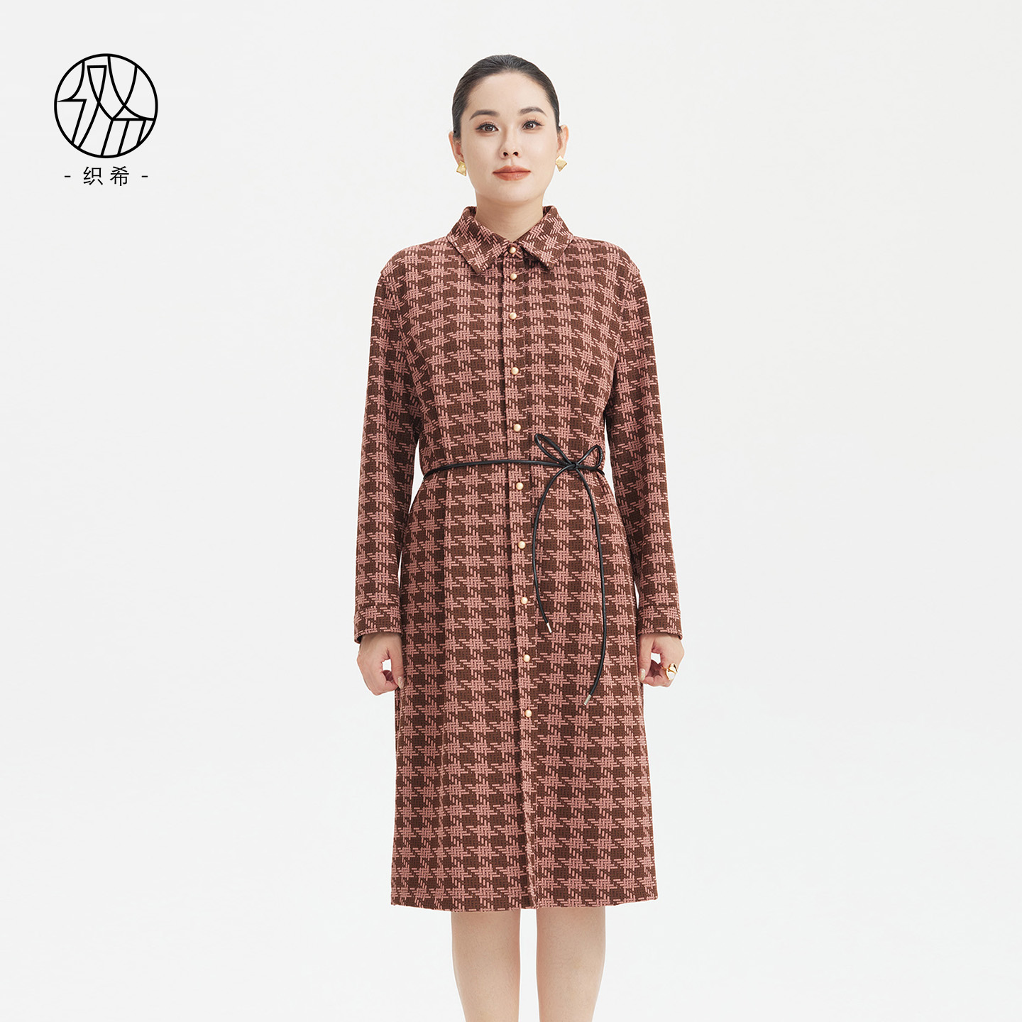 TENGS通勤高级垂感腰带连衣裙