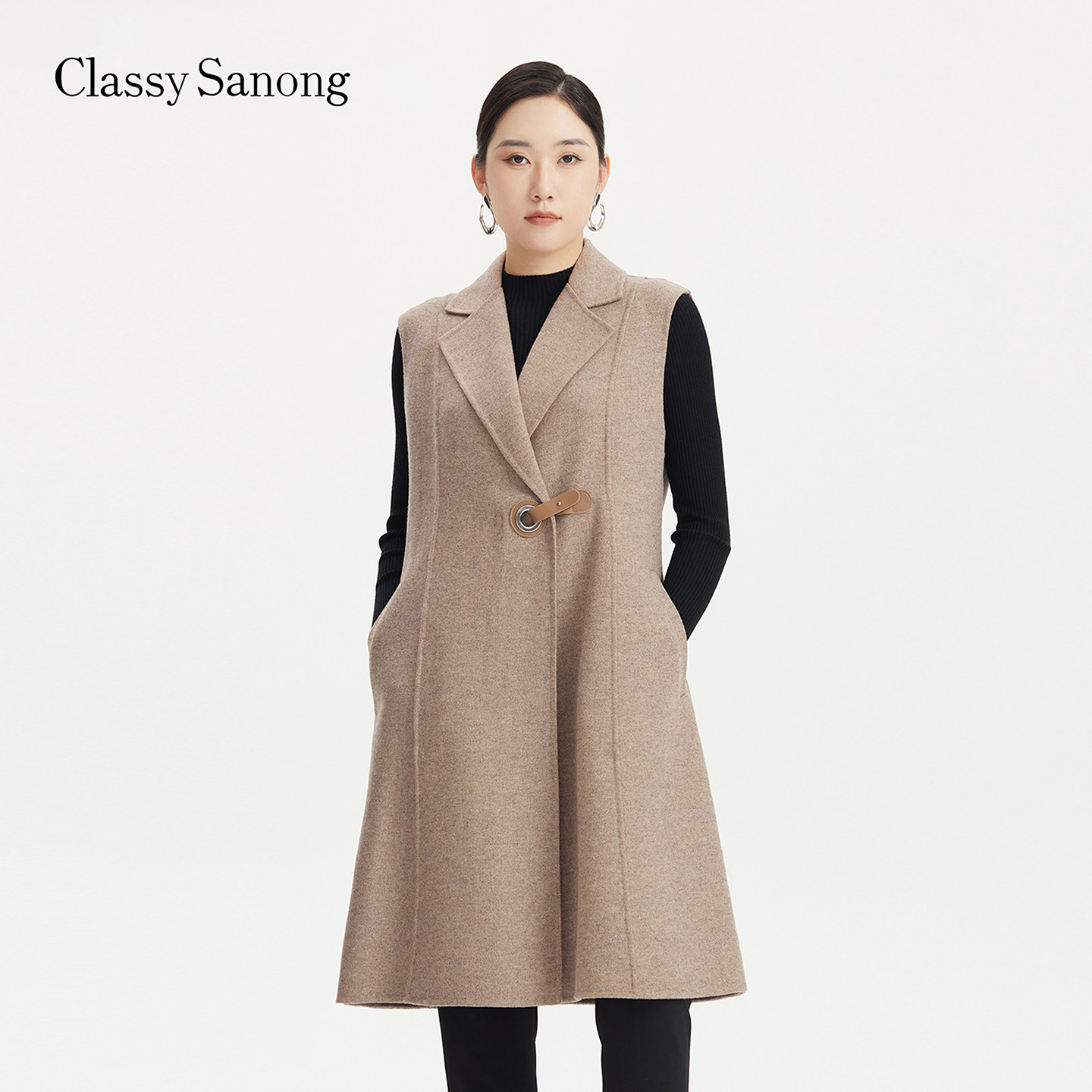 萨侬Classy Sanong/滕氏企业女装舒适休闲职场通勤纯色百搭马甲 - 实物图