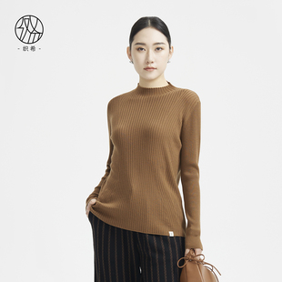 TENGS滕氏女装秋冬新款职场通勤纯色舒适百搭职场通勤长袖针织衫