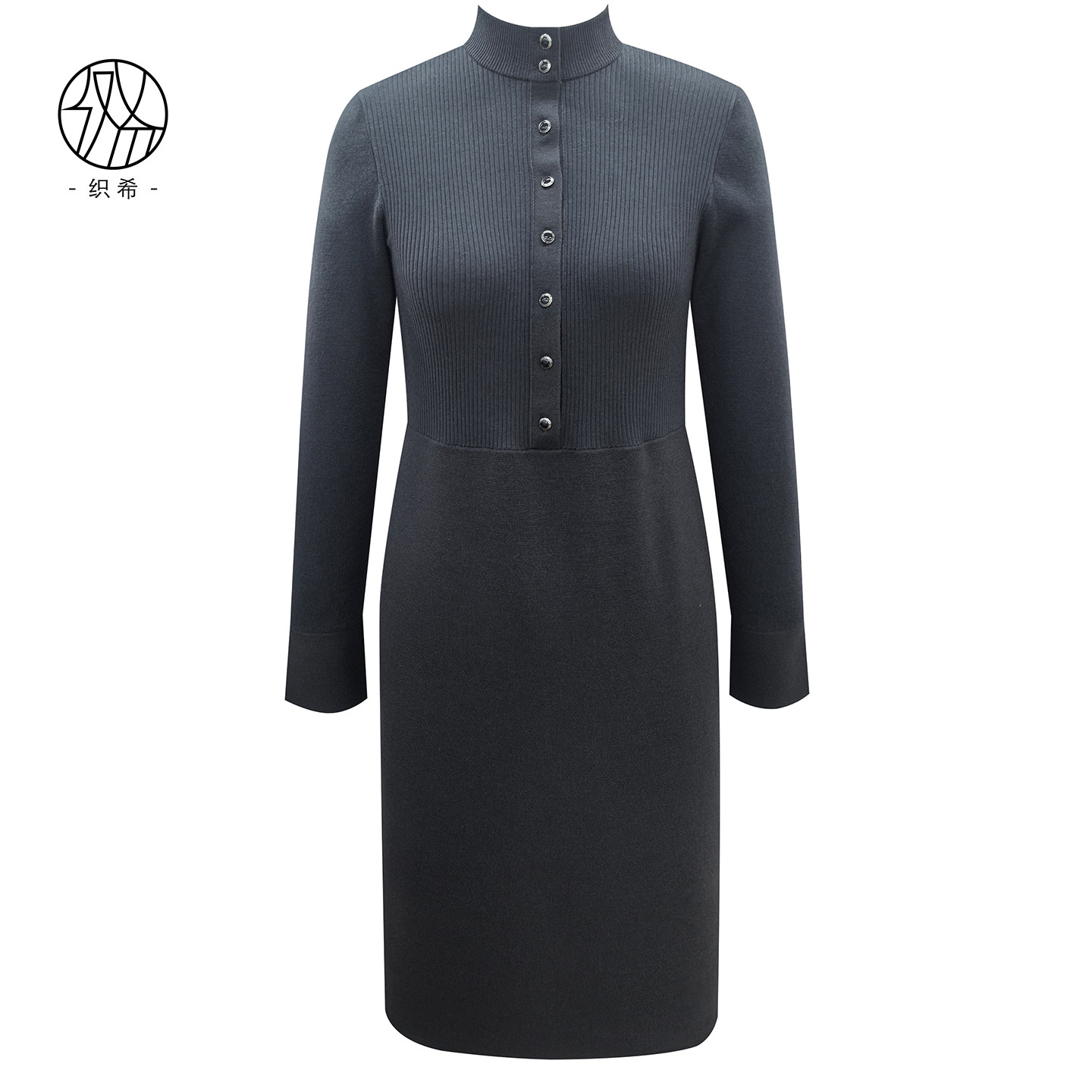TENGS滕氏/织希女装秋季新款舒适百搭职场通勤保暖羊毛针织连衣裙