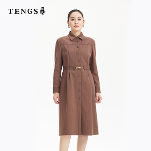 TENGS滕氏女装优雅气质感职场通勤百搭商务修身连衣裙