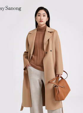 TENGS滕氏/萨侬女装冬季新款轻奢舒适职场通勤羊毛长大衣