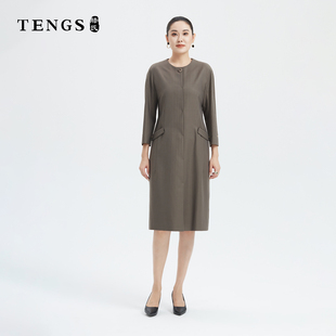 TENGS滕氏女装舒适优雅气质百搭职场通勤商务款连衣裙