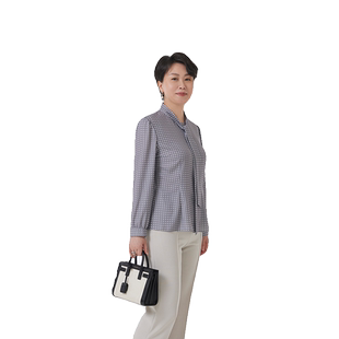 TENGS滕氏女装春夏新款优雅法式波点飘带领长袖衬衫质感轻柔