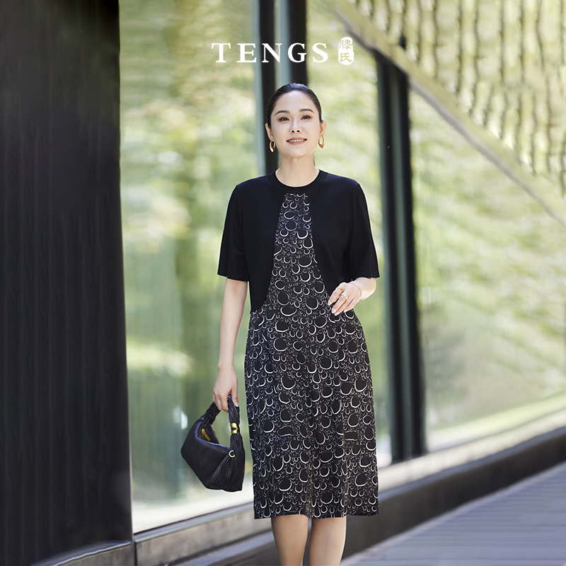 TENGS夏季新款时尚优雅连衣裙