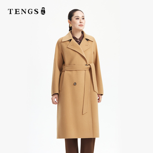 TENGS滕氏/萨侬女装秋冬新款舒适休闲职场通勤职场百搭羊毛长大衣