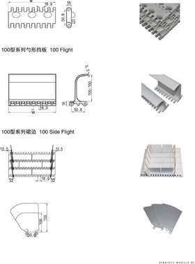 Bezel生产100型网带带挡板 水果蔬菜输送网链 网格塑料网带