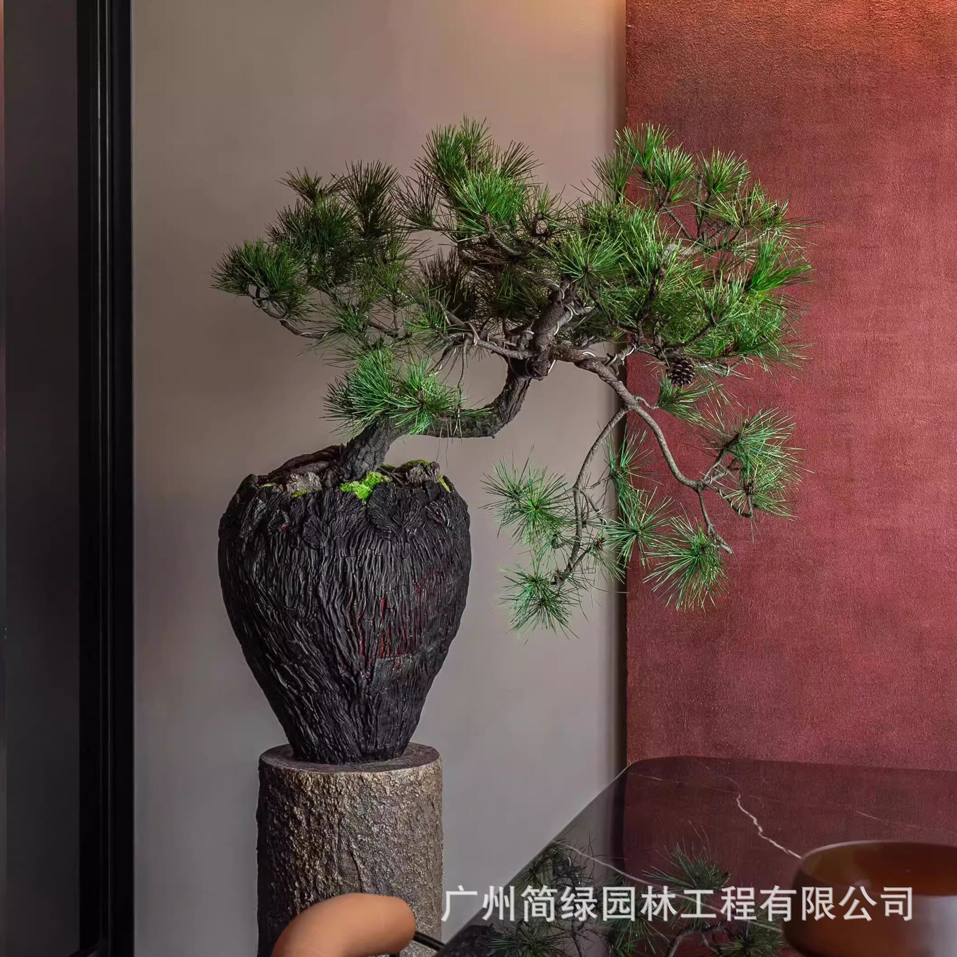 高级轻奢感镁泥落地大口径花盆绿植高脚花盆客厅室内外中古装饰盆