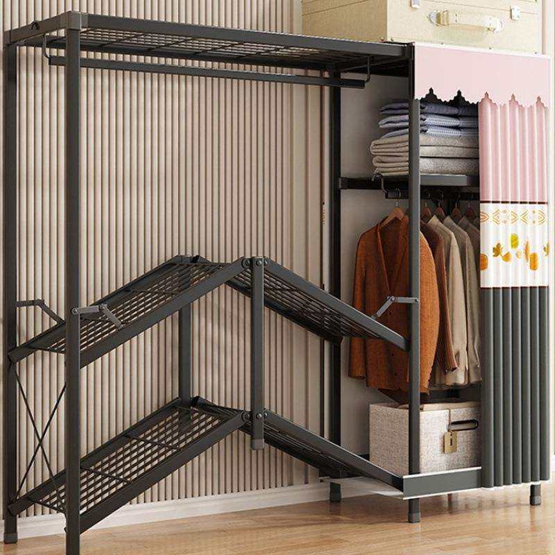 全钢架结实耐用出租房用折叠简易衣柜家用卧室免安装布小户型衣橱