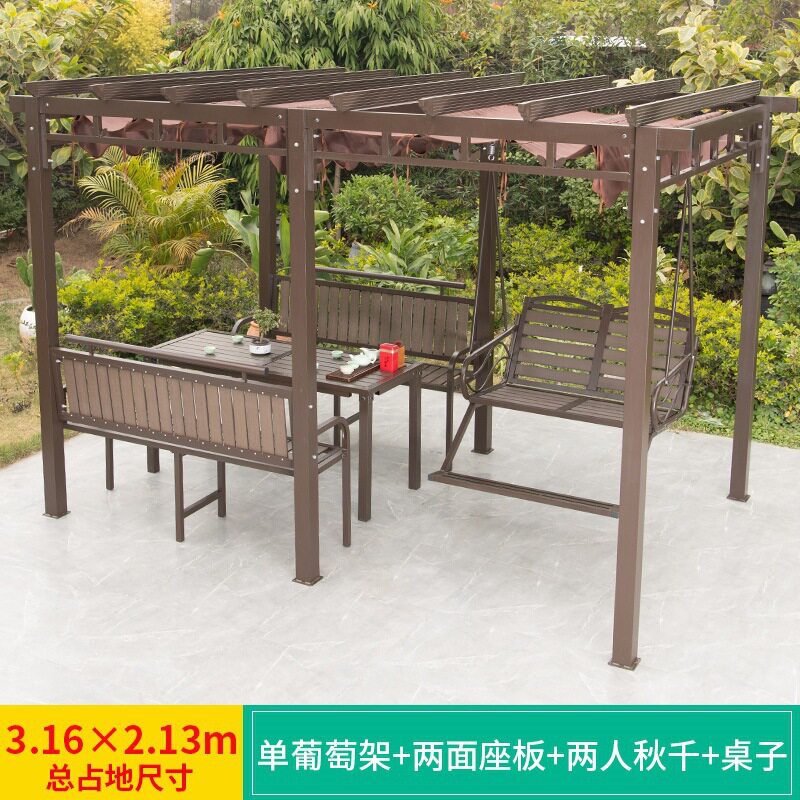葡萄架铝合金花园秋千简约庭院室外耐腐遮雨棚遮阳木凉亭亭子带