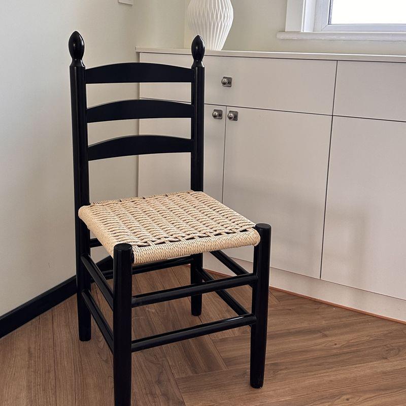 中古北欧椅子实木餐椅家用靠背化妆椅夏克椅日式民宿绳编餐桌椅子