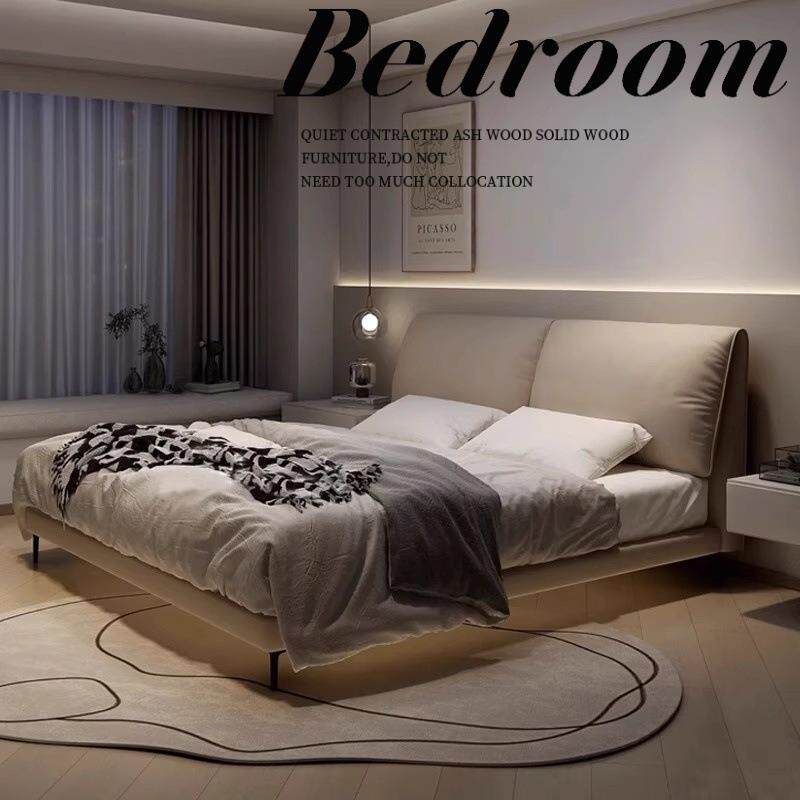 大象耳朵真皮床轻奢现代简约主卧大床双人大气意式极简婚床皮艺床