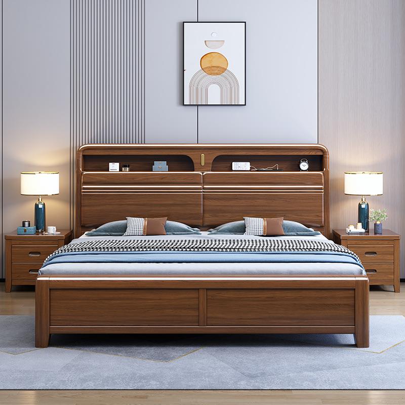 JGP1现代中式实木米双人单人气压高箱储物主卧次卧中国风大床款款