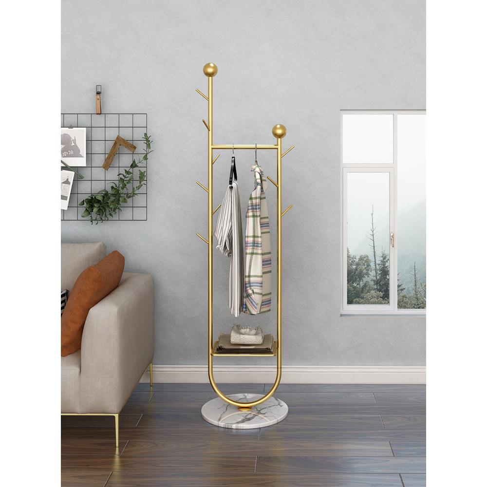 北欧简易衣帽架卧室内阳台晾衣架家用客厅挂衣杆简约衣服收纳架子