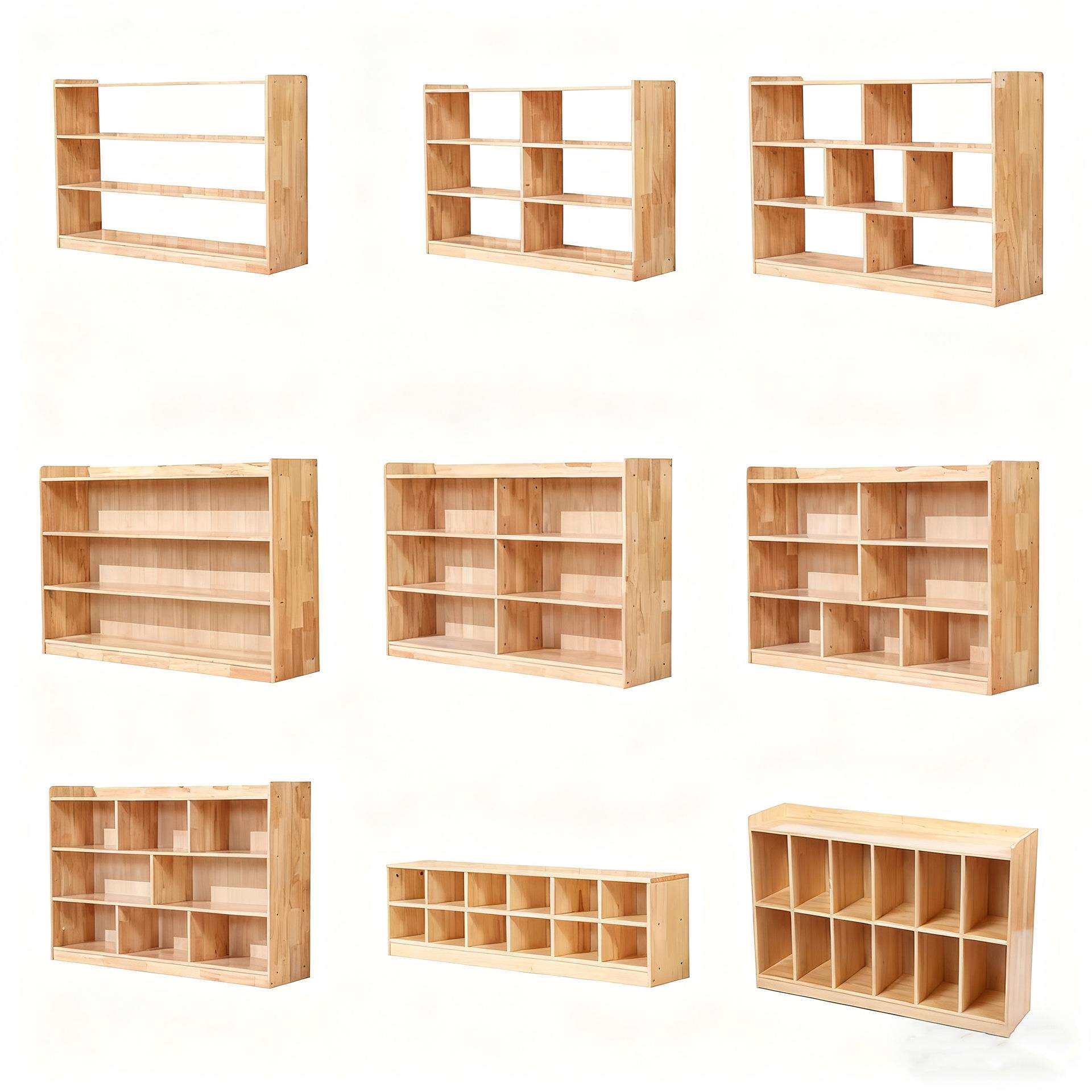 幼儿园书柜实木玩具柜蒙氏教具柜儿童书包柜格子柜储物区角收纳柜