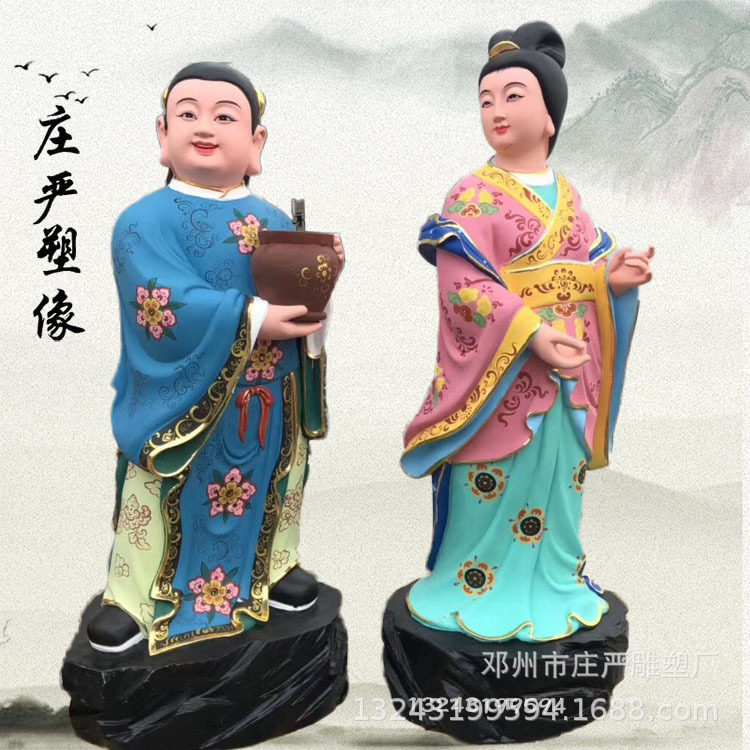 八仙过海木雕神像批发张国老极彩吕洞宾吕祖玻璃钢神像立像