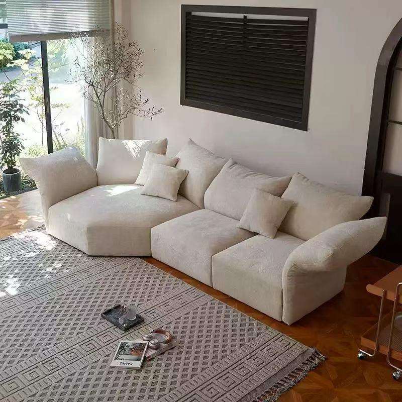 奶油风花瓣布艺沙发客厅北欧极简设计师异形转角网红弧形组合沙发