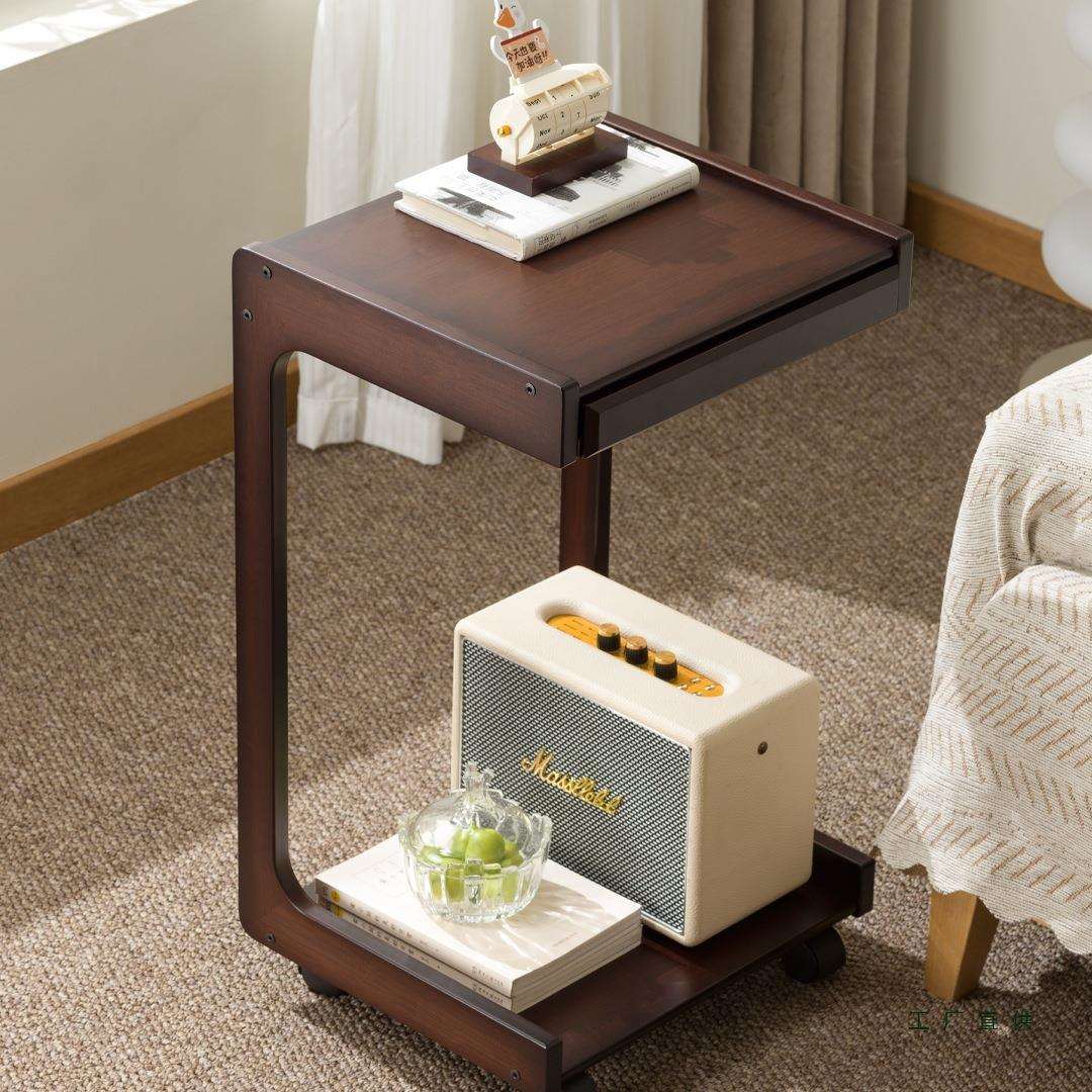 沙发边几可移动小茶几带轮茶台床边方几实木边柜小户型边桌床头柜