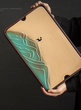 创意陶瓷茶盘小号中式轻奢家用小型茶台储水式茶海干泡盘