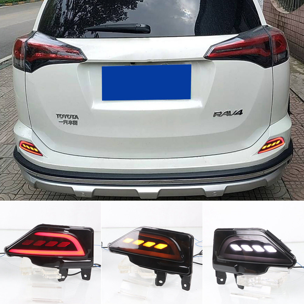 适用于丰田16-19款荣放RAV4后杠灯LED流水转向刹车倒车灯