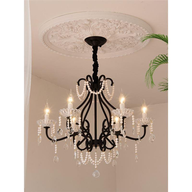 美式吊灯客厅卧室餐厅法式轻奢复古大气铁艺黑色创意简约水晶吊灯