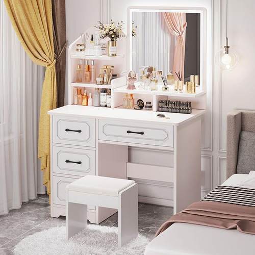 欧式化妆桌梳妆台卧室简约现代小型斗柜梳妆台一体化妆台梳妆桌子