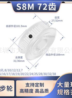 同步带轮S8M72齿AF型齿宽27/32内孔1516171819202425齿形带同步轮
