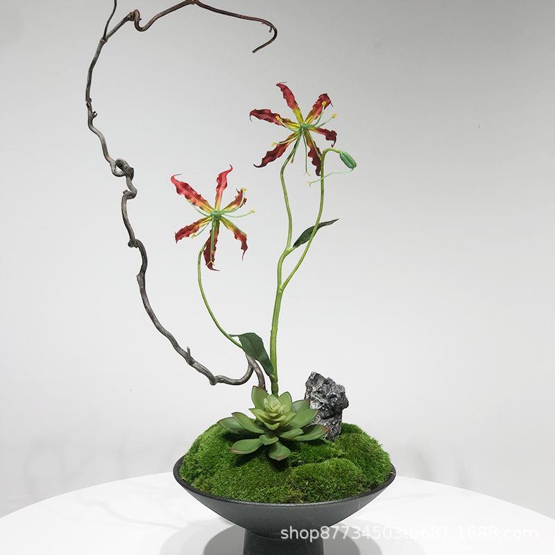 新中式花艺永生苔藓盆景日式小原流花道插花艺餐厅茶室样板间摆件