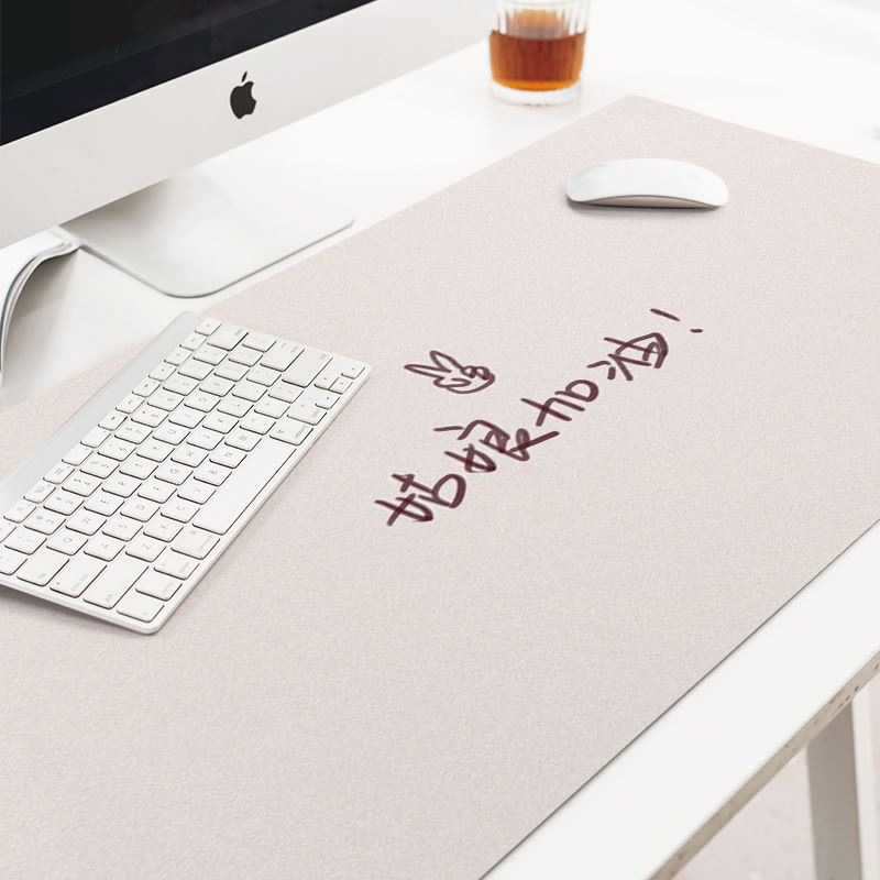 文字皮革鼠标垫超大号办公室桌面垫子工位学生书桌垫防水耐脏ins