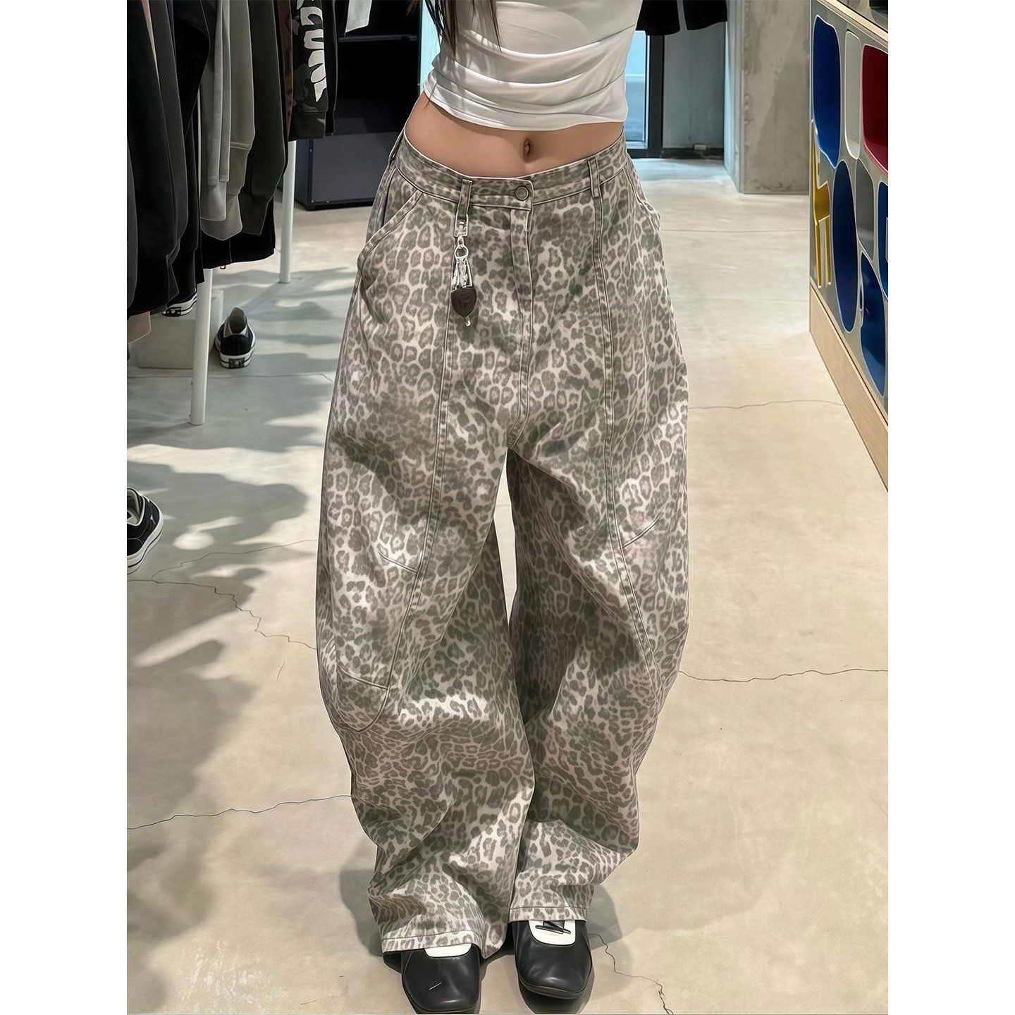 街舞潮流豹纹多色伞兵工装裤女嘻哈长裤纯欲高街垂感弯爵士舞刀裤,女装/女士精品,休闲裤,淘宝优惠券,粉丝福利购,淘宝优惠卷