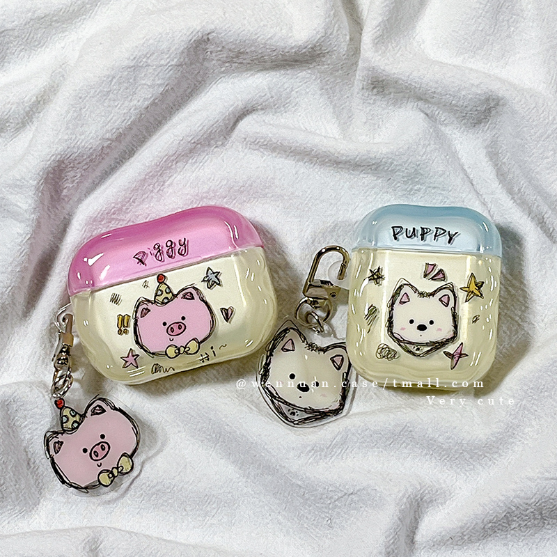 可爱卡通西高地小狗猪猪适用AirPods4苹果AirPods1/2代无线蓝牙耳机套airpodspro新三代airpods3趣味情侣全包