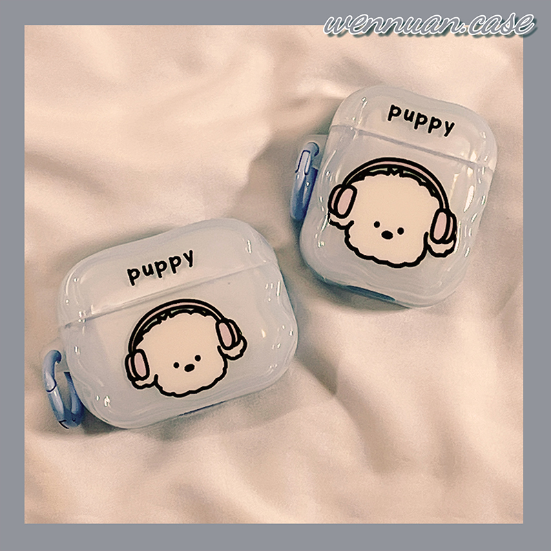 可爱趣味卡通听歌小狗适用AirPods4苹果AirPods1/2代无线蓝牙耳机套airpodspro新三代airpods3女款硅胶保护壳