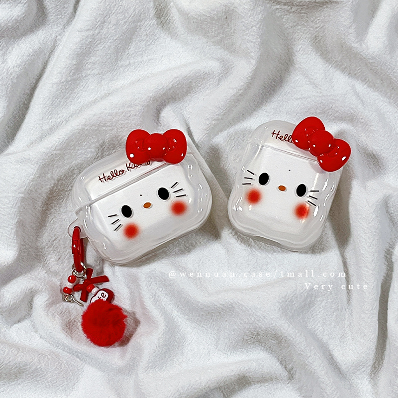 可爱卡通HelloKitty少女适用AirPods4苹果AirPods1/2代无线蓝牙耳机套airpodspro新三代airpods3保护壳带吊坠