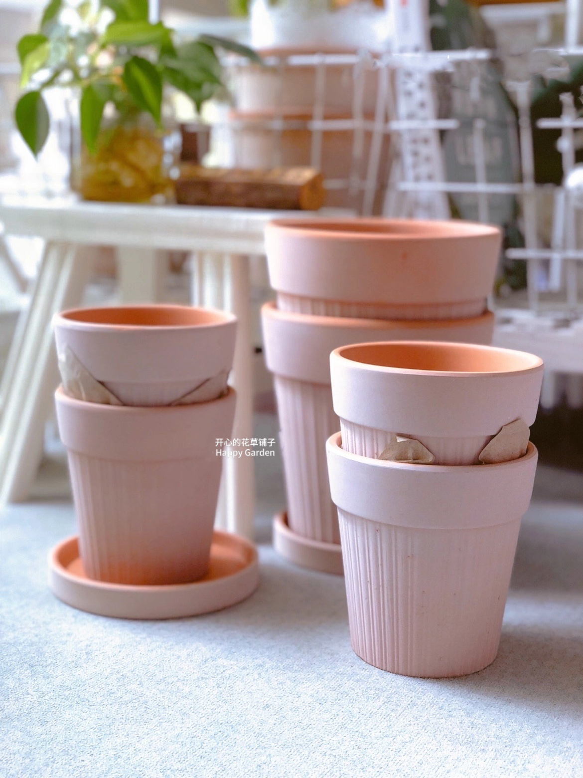 洛可可花盆粉陶红陶经典复古花纹纯色透气大理石纹ins浅粉莫兰迪