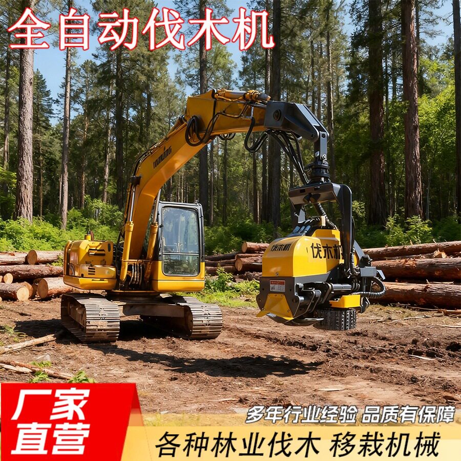 园林树木抓木伐木锯 林木砍伐挖机改装液压伐树锯全自动伐木机