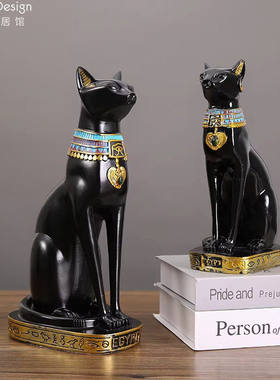 德国埃及猫招财猫中古摆件客厅玄关家居桌面书房复古装饰品摆设