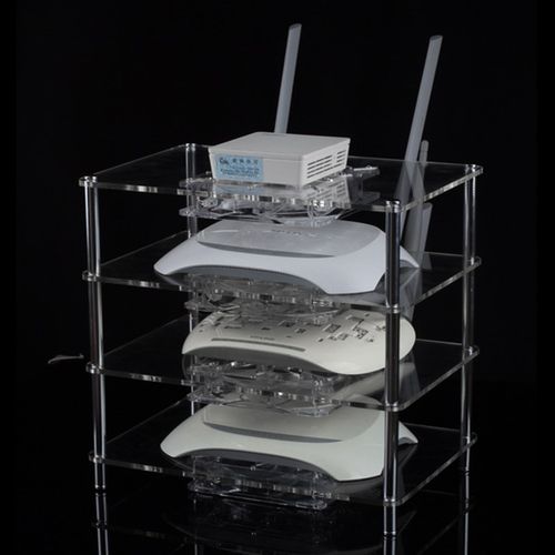 多层叠加透明亚克力路由器架 功放音箱架 路由器摆放展示摇控器架
