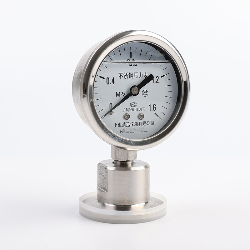 304卡盘式50.5mm卫生级隔膜压力表YN60BFMC不锈钢耐震膜片316L